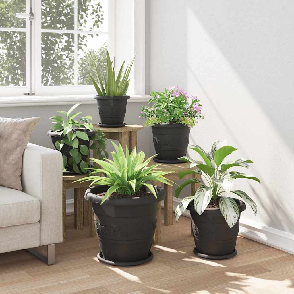 Okrugla saksija za cveće 24 pcs Crna Ø 39 x 32 cm Plastika