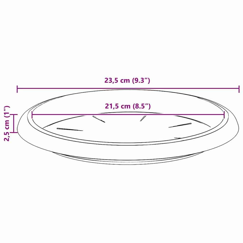 Kružni Pladanj za Cvijeće 6 pcs Crvena cigla Ø 23,5 x 2,5 cm