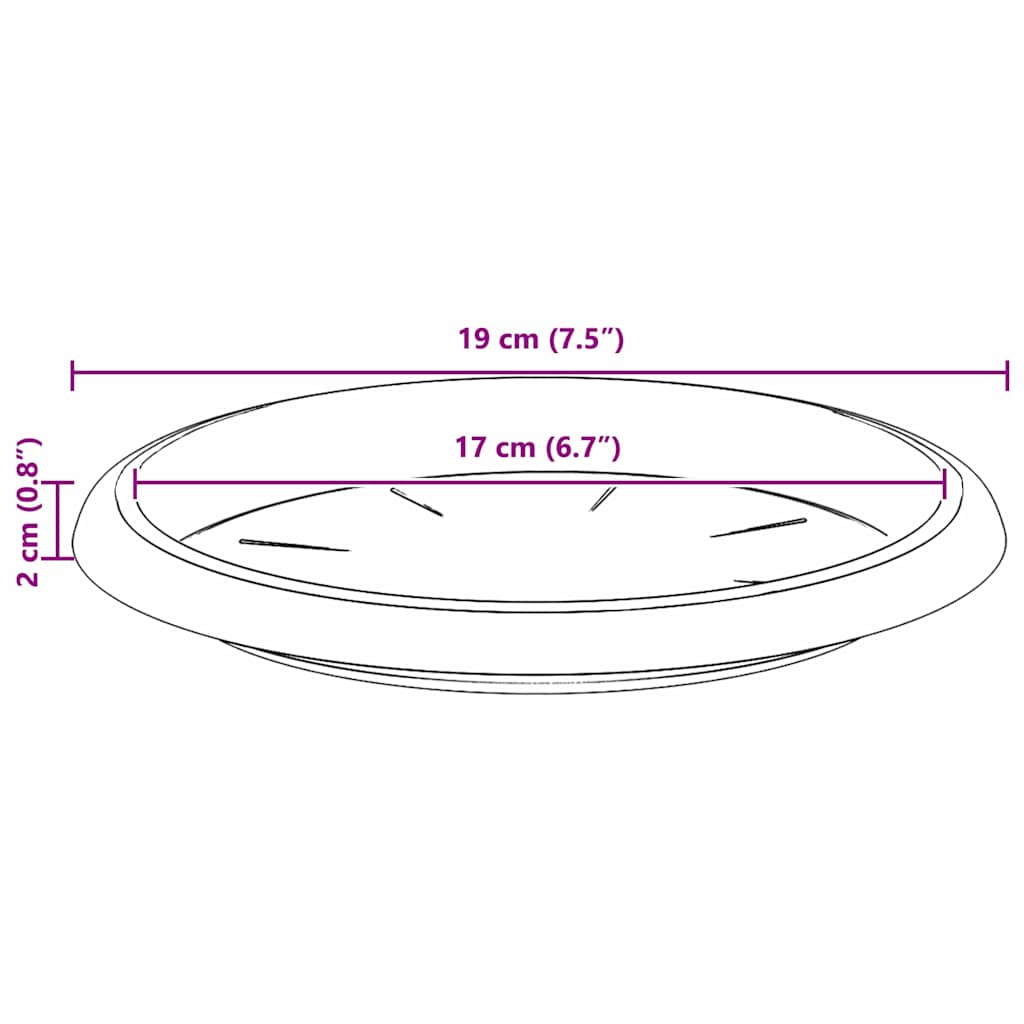 Kružni Pladanj za Cvijeće 6 pcs Crna Ø 19 x 2 cm Plastika