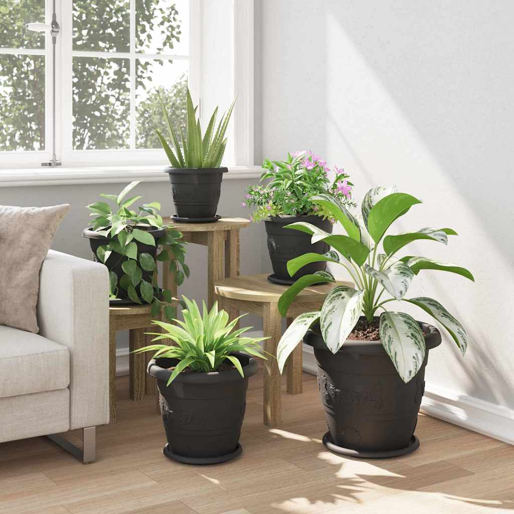 Kružni Pladanj za Cvijeće 6 pcs Crna Ø 14 x 2 cm Plastika