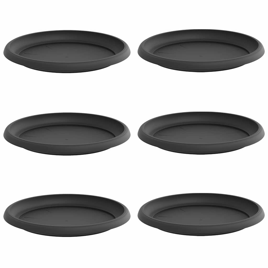 Kružni Pladanj za Cvijeće 6 pcs Crna Ø 14 x 2 cm Plastika