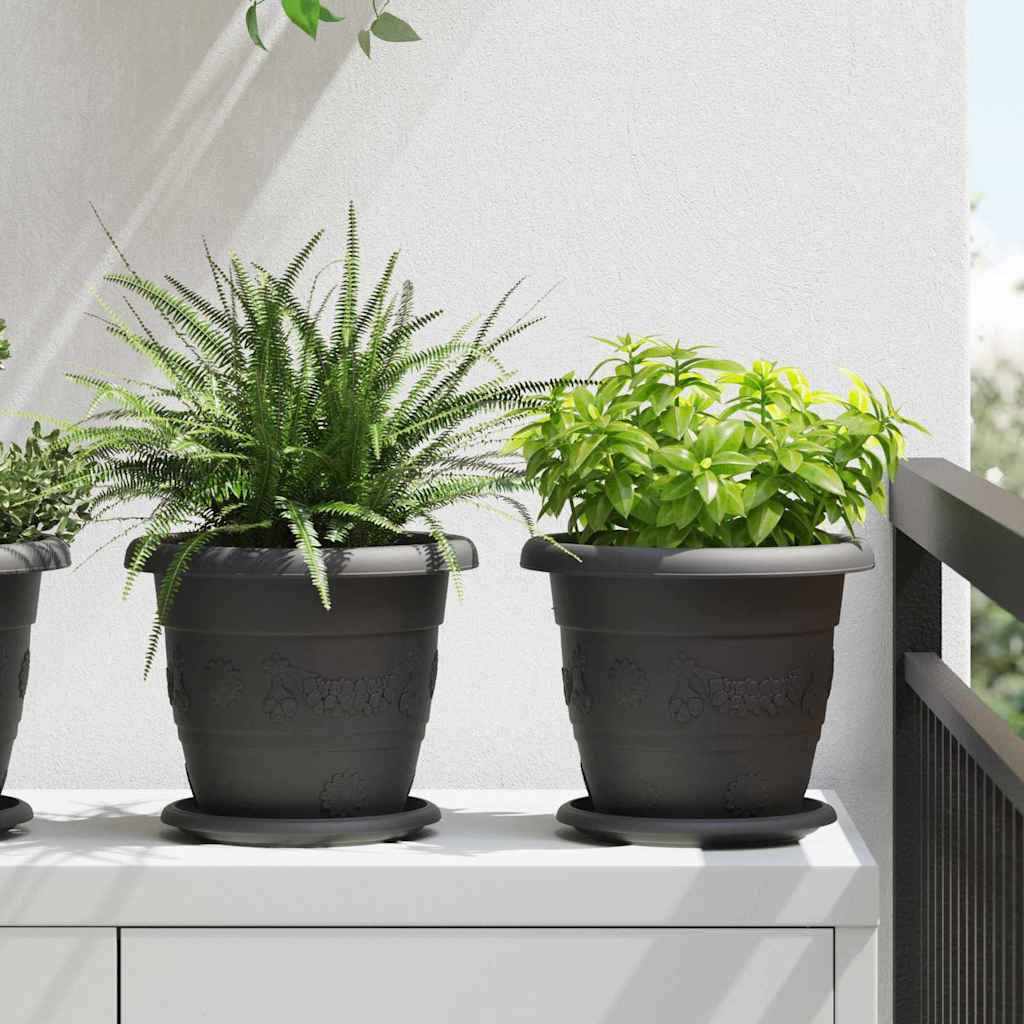 Kružni Pladanj za Cvijeće 24 pcs Crna Ø 17,5 x 2 cm Plastika