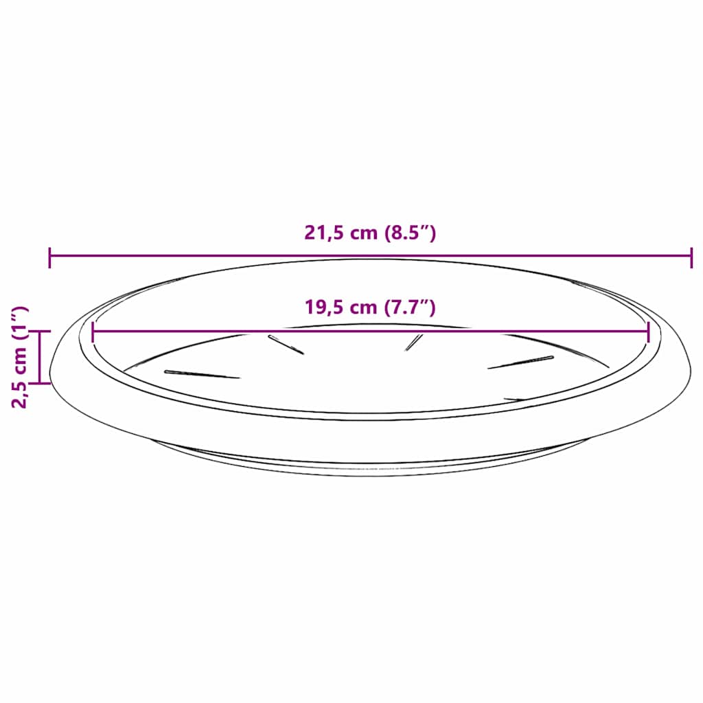 Kružni Pladanj za Cvijeće 24 pcs Crna Ø 21,5 x 2,5 cm Plastika