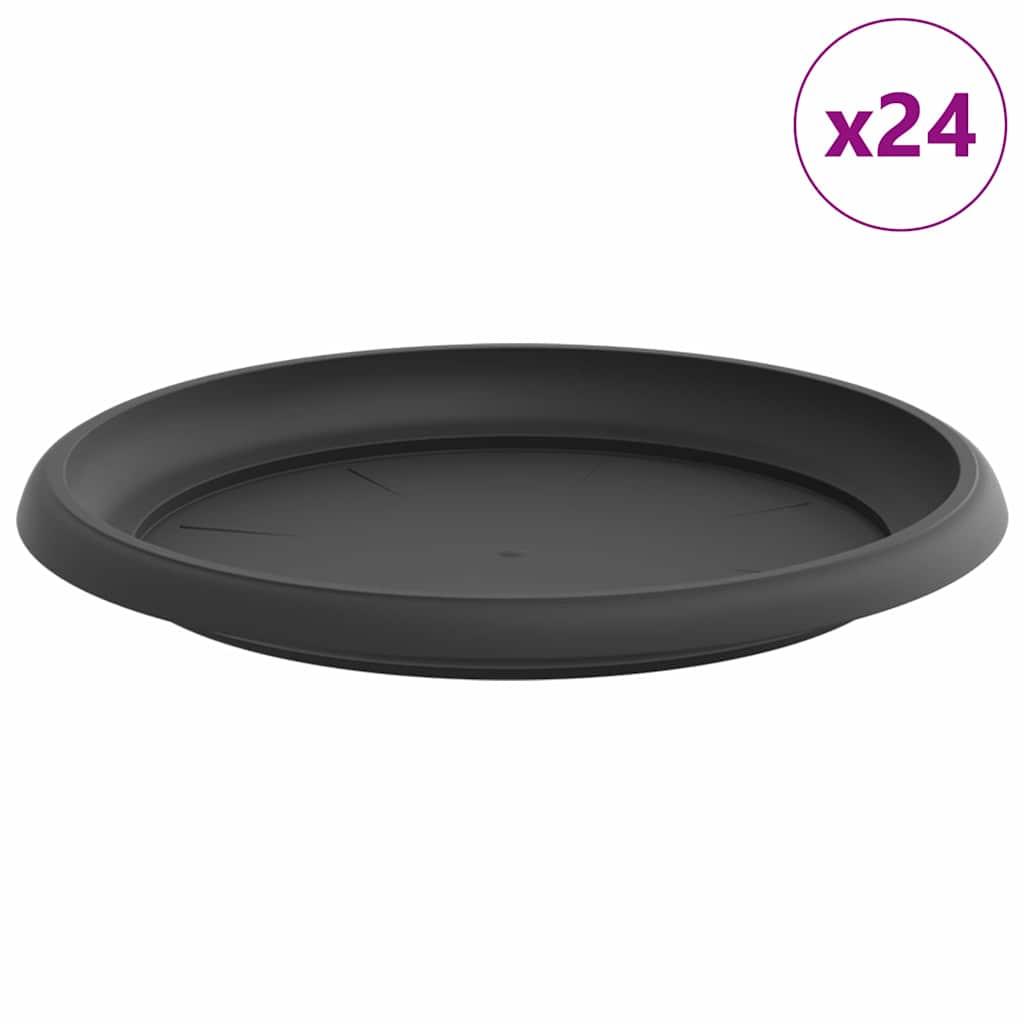 Kružni Pladanj za Cvijeće 24 pcs Crna Ø 23,5 x 2,5 cm Plastika