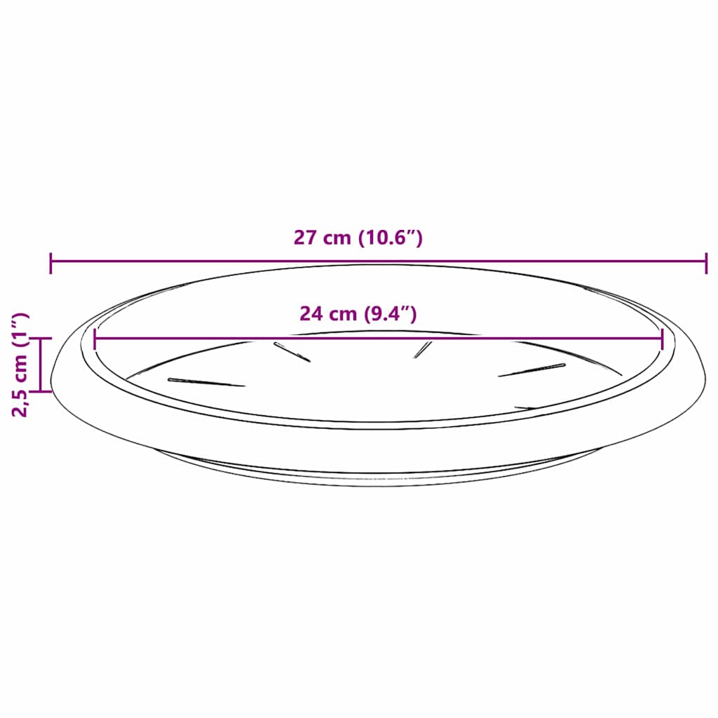 Kružni Pladanj za Cvijeće 24 pcs Crna Ø 27 x 2,5 cm Plastika