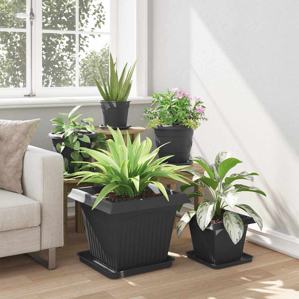 Kvadratna saksija za cvijeće 6 pcs Crna 43 x 43 x 33,5 cm