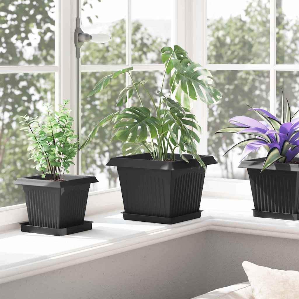 Kvadratna saksija za cvijeće 24 pcs Crna 23 x 23 x 17,5 cm