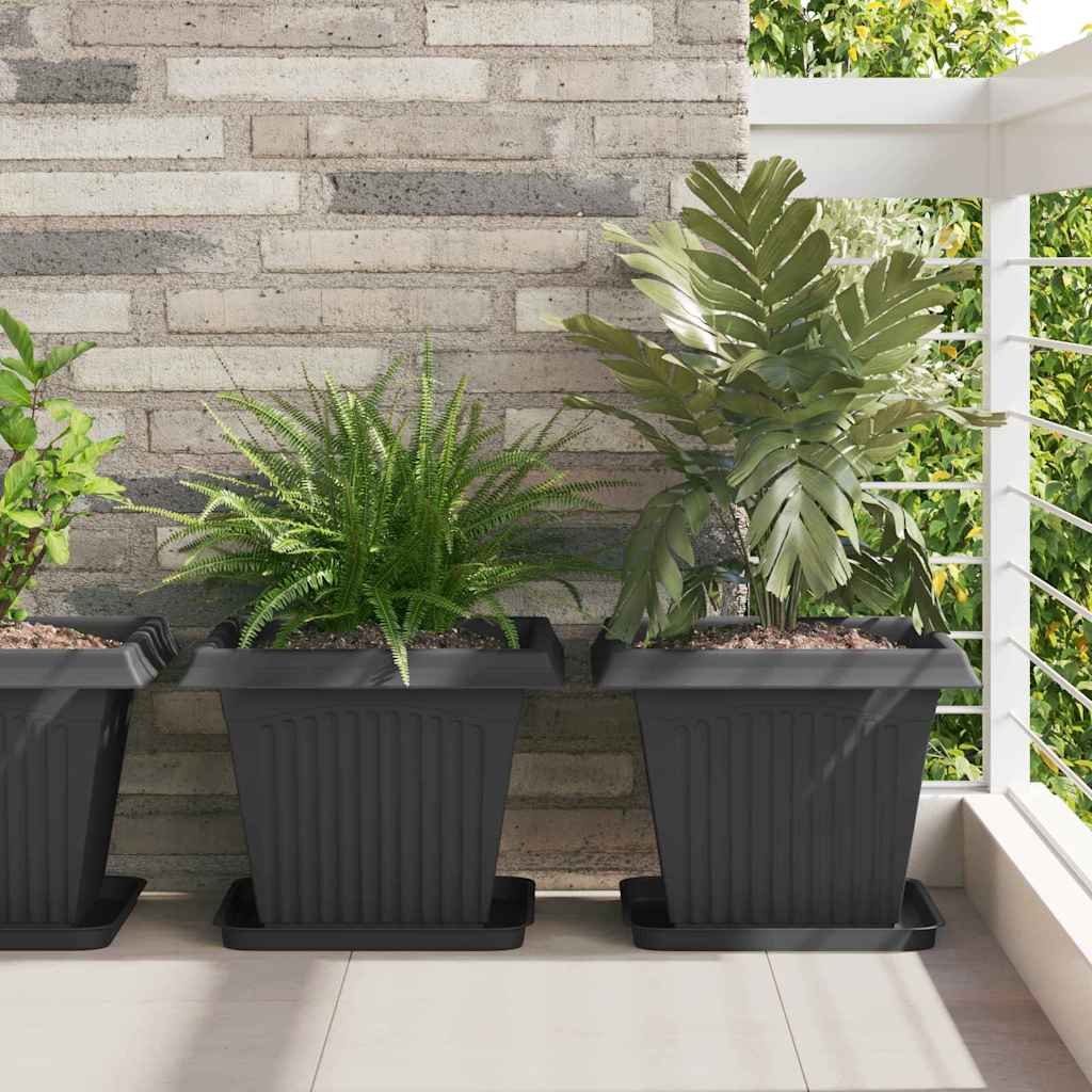 Kvadratna saksija za cvijeće 24 pcs Crna 38 x 38 x 30 cm