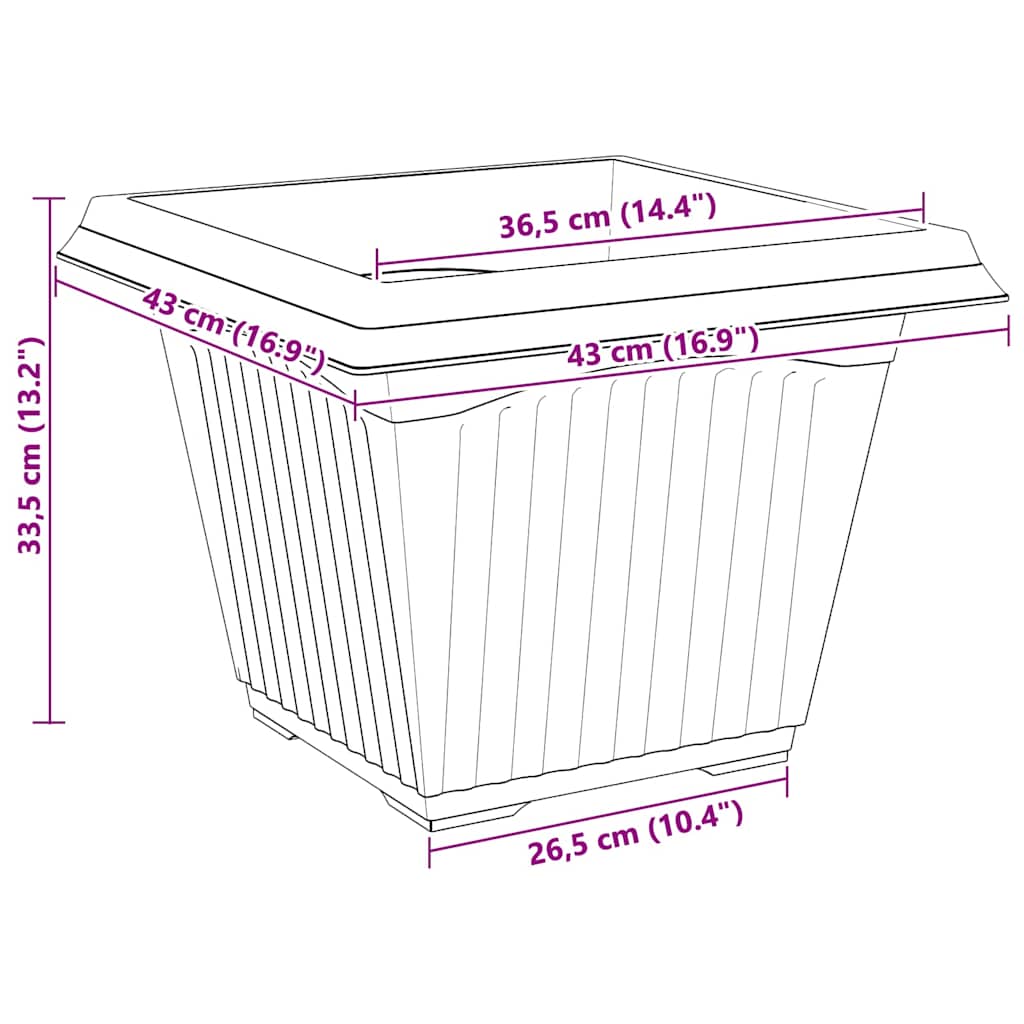 Kvadratna saksija za cvijeće 24 pcs Crna 43 x 43 x 33,5 cm