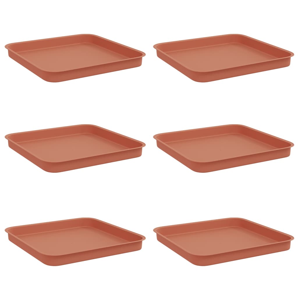 Kvadratna posuda za cvijeće 6 pcs Crvena cigla 21 x 21 x 2 cm