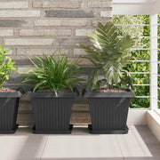 Kvadratna posuda za cvijeće 6 pcs Crna 25,5 x 25,5 x 2,5 cm