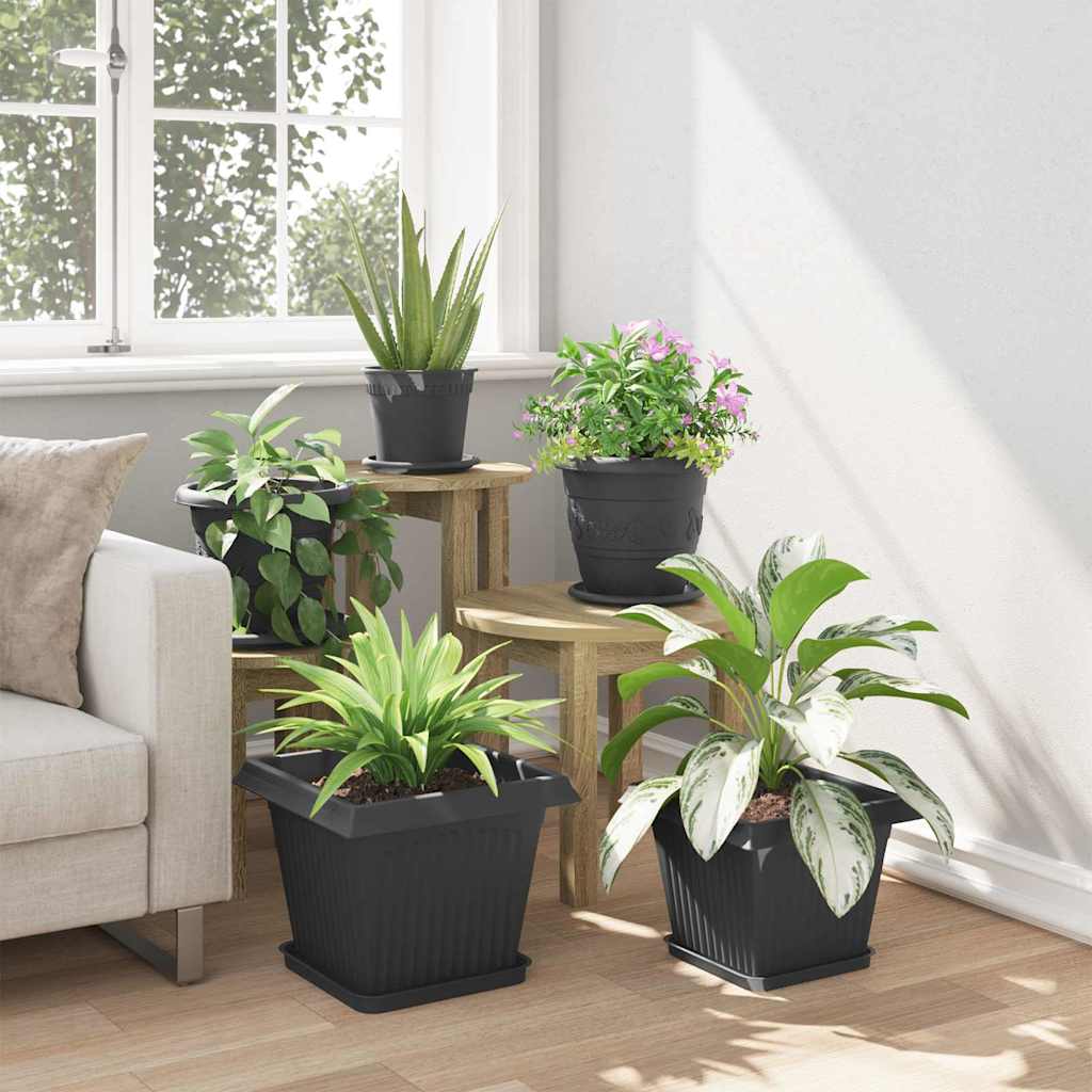 Kvadratna posuda za cvijeće 6 pcs Crna 25,5 x 25,5 x 2,5 cm