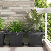 Kvadratna posuda za cvijeće 6 pcs Crna 36 x 36 x 2.5 cm