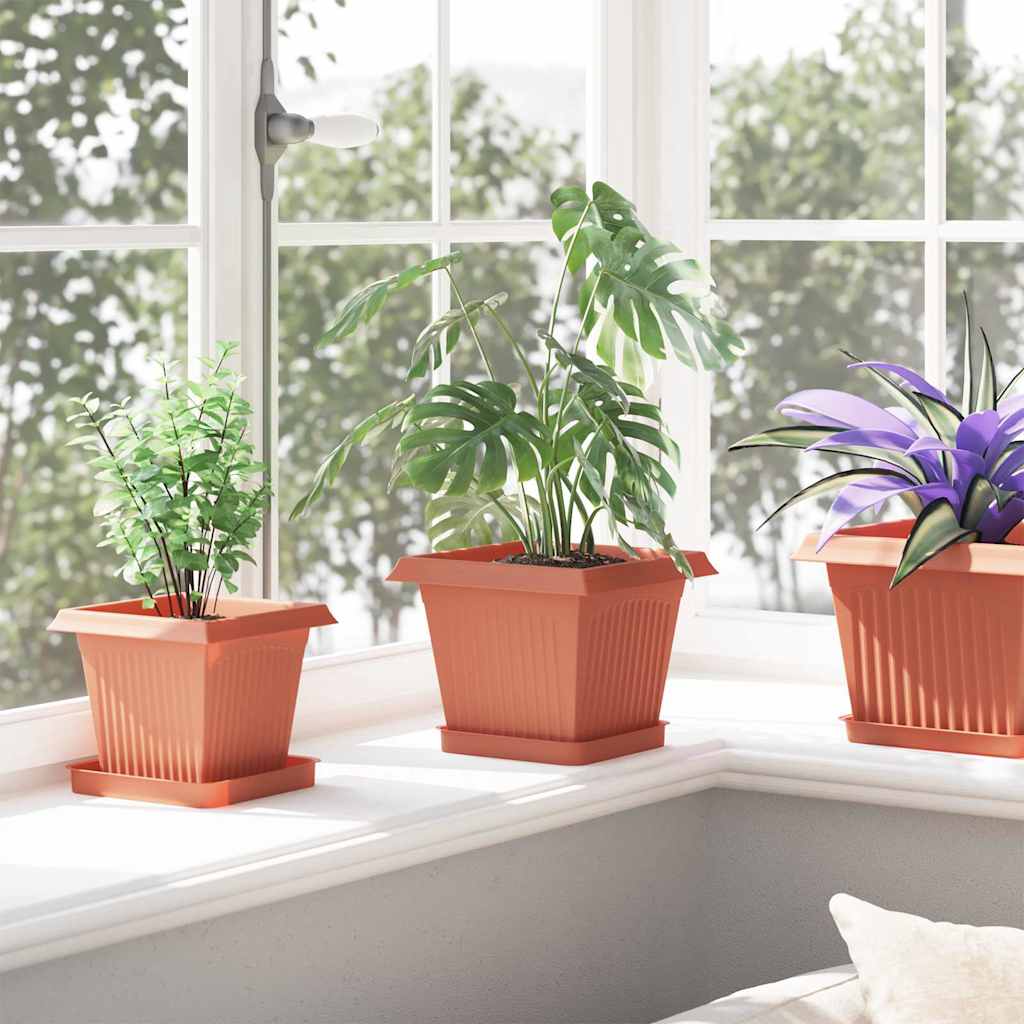 Kvadratna posuda za cvijeće 24 pcs Crvena cigla 15 x 15 x 2 cm
