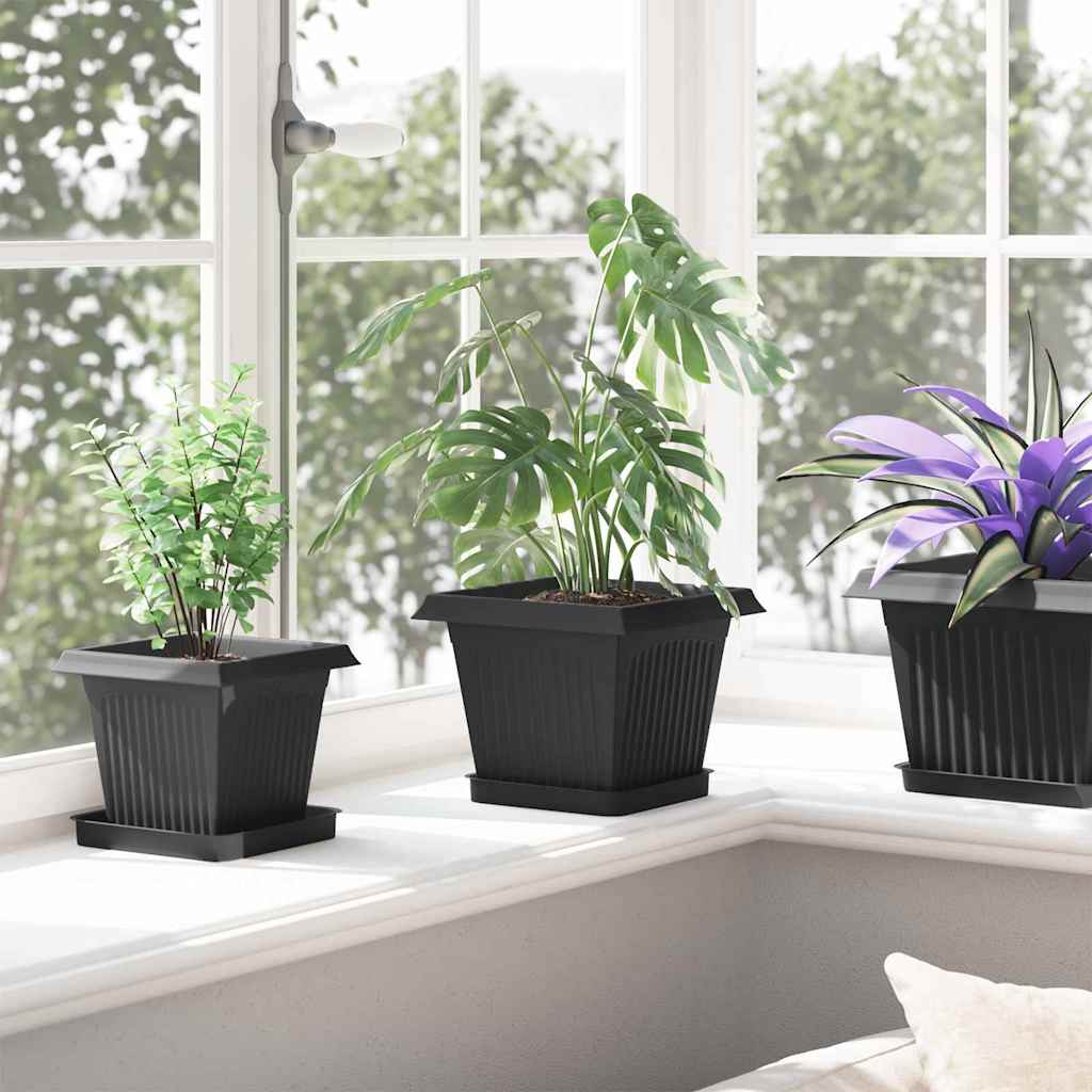 Kvadratna posuda za cvijeće 24 pcs Crna 15 x 15 x 2 cm Plastika