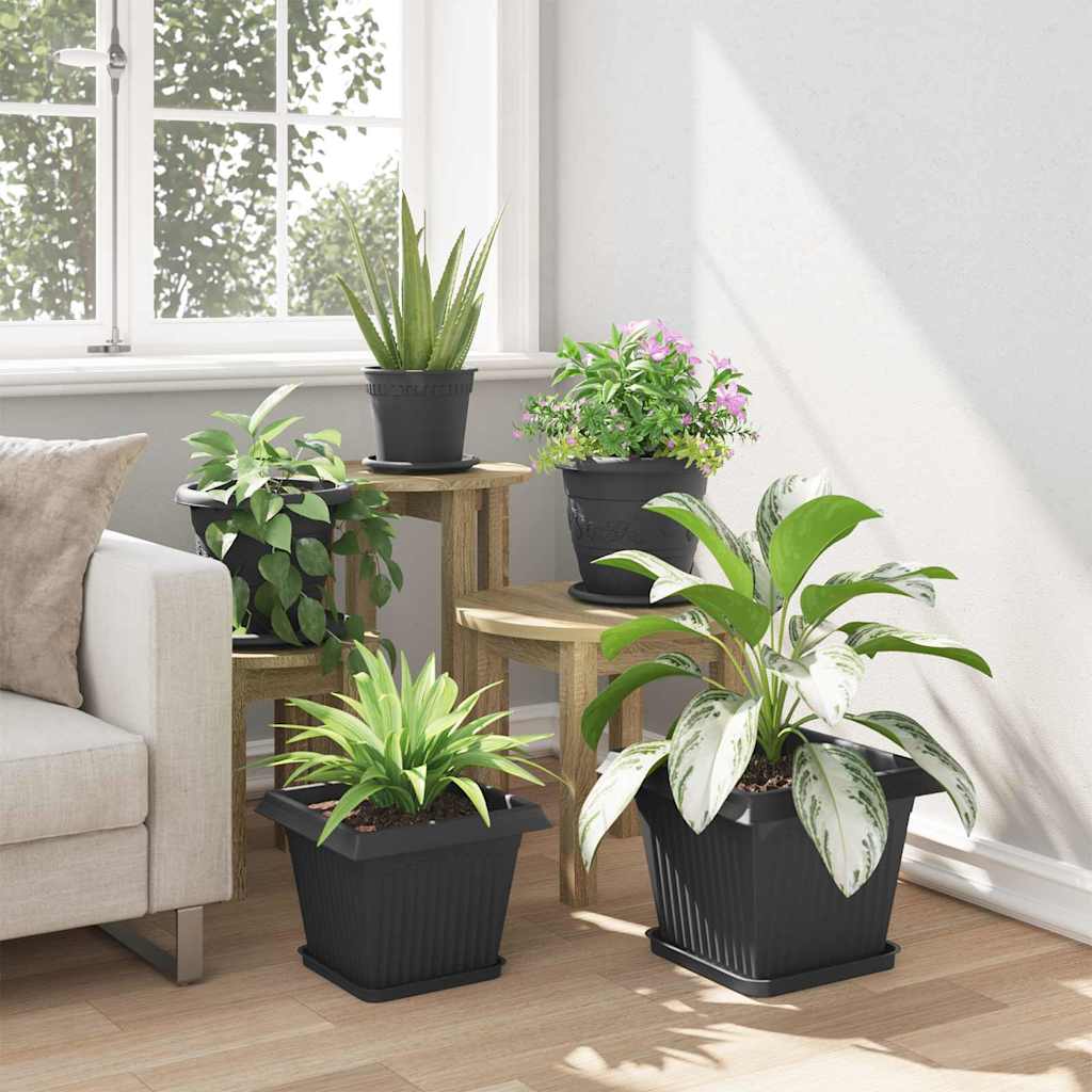 Kvadratna posuda za cvijeće 24 pcs Crna 21 x 21 x 2 cm Plastika