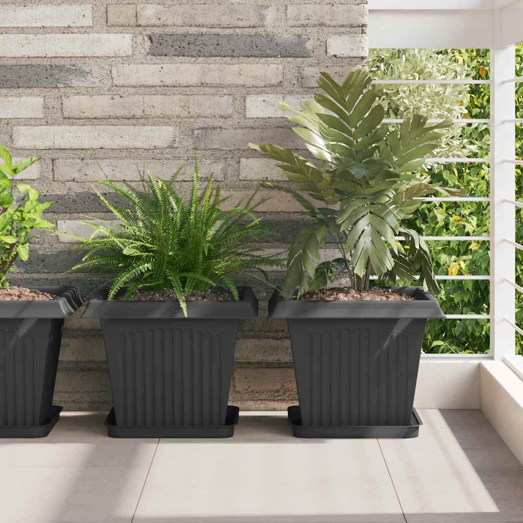 Kvadratna posuda za cvijeće 24 pcs Crna 25,5 x 25,5 x 2,5 cm