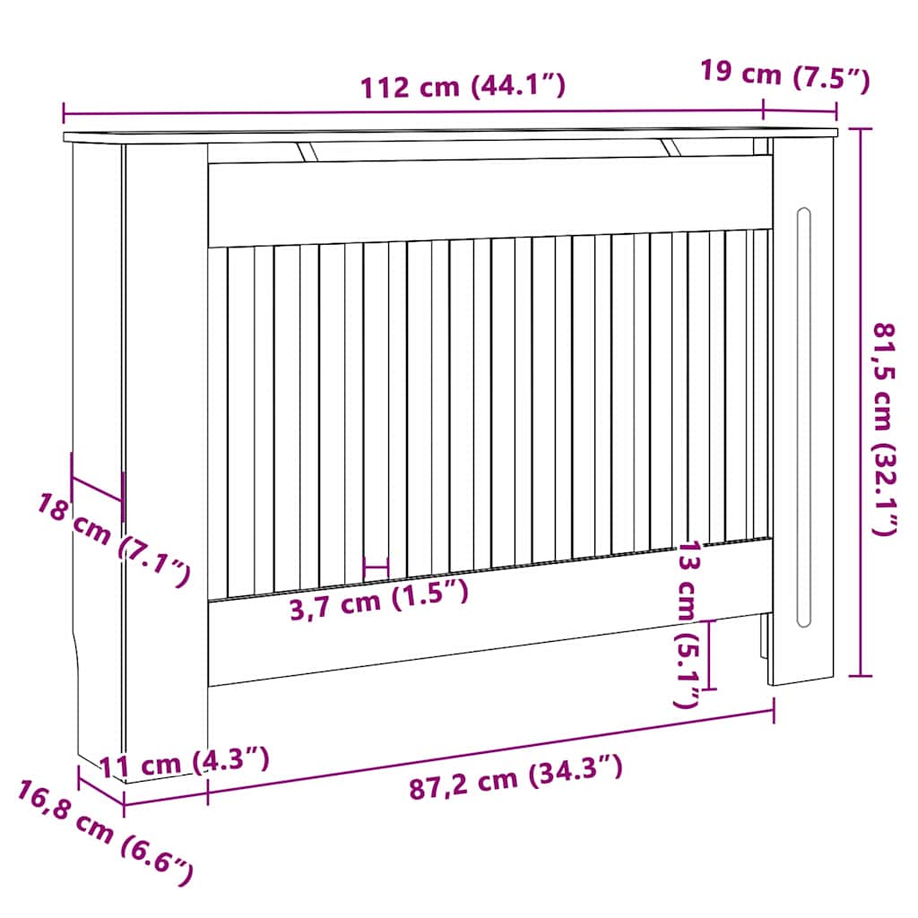 Pokrivač radijatora 2 pcs Hrast sonoma 112 x 19 x 81,5 cm