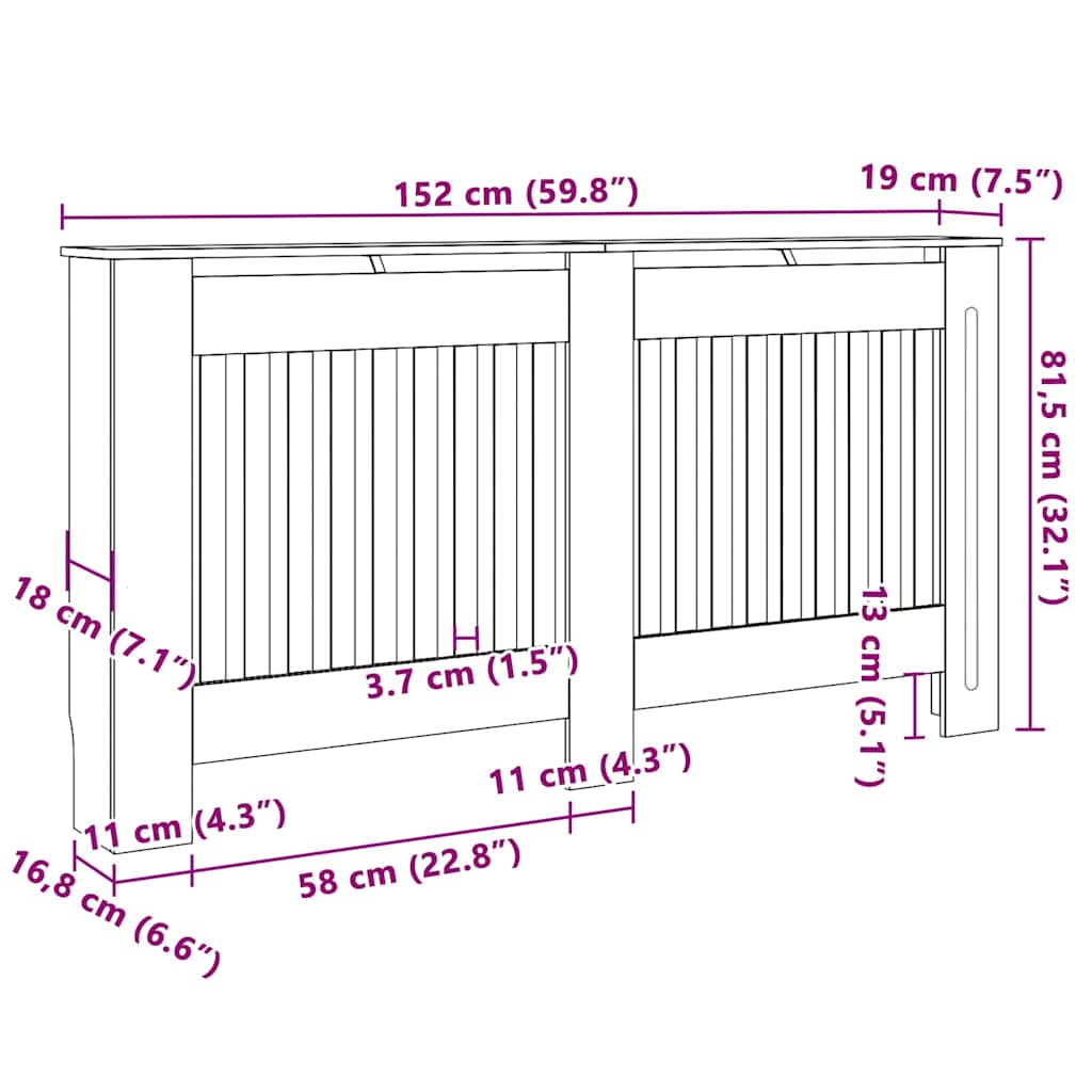 Pokrivač radijatora 2 pcs Siva 152 x 19 x 81,5 cm