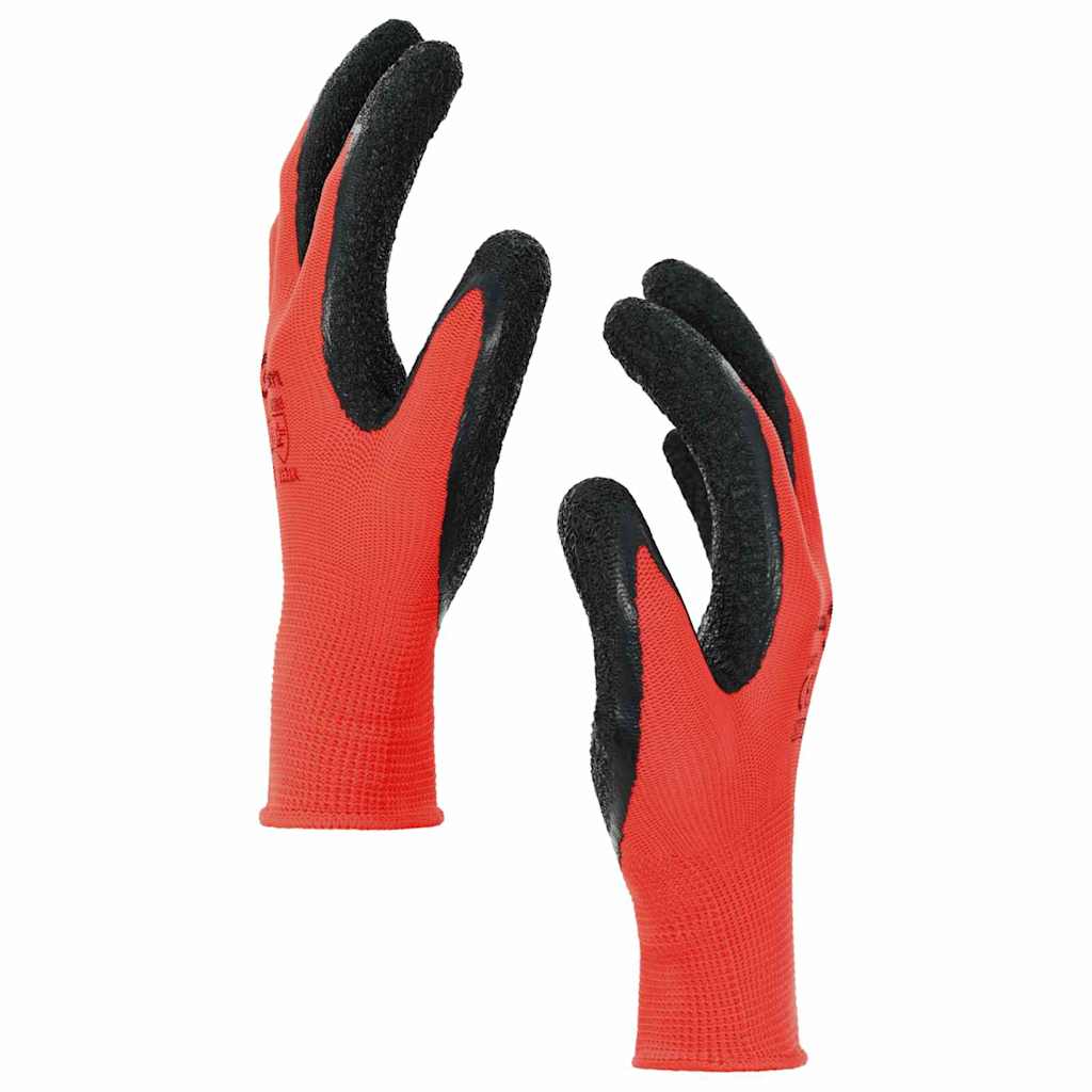 Rukavice za rad 12 pcs Crvena i Crna 7 / S Lateks premaz