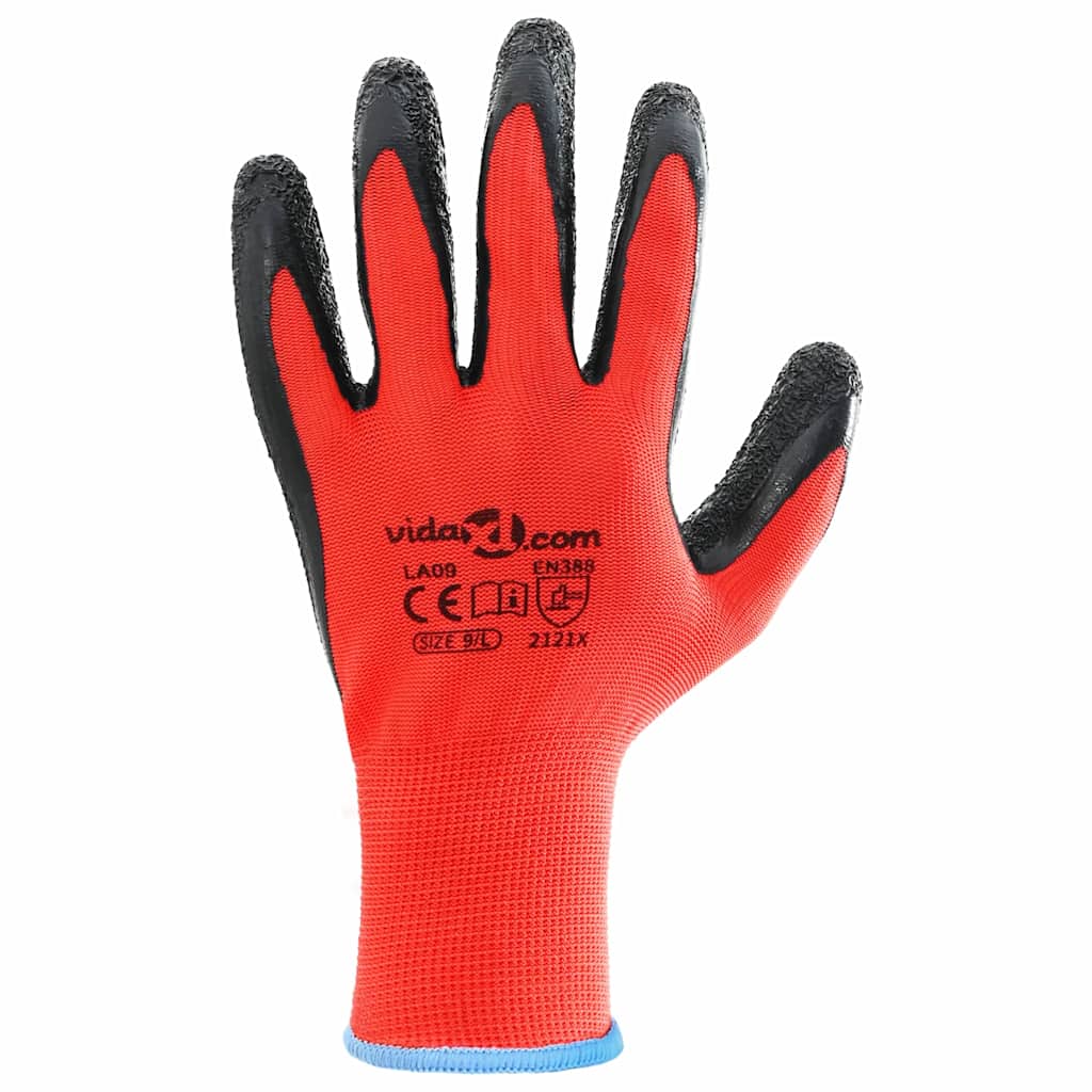 Rukavice za rad 24 pcs Crvena i Crna 9 / l Lateks premaz
