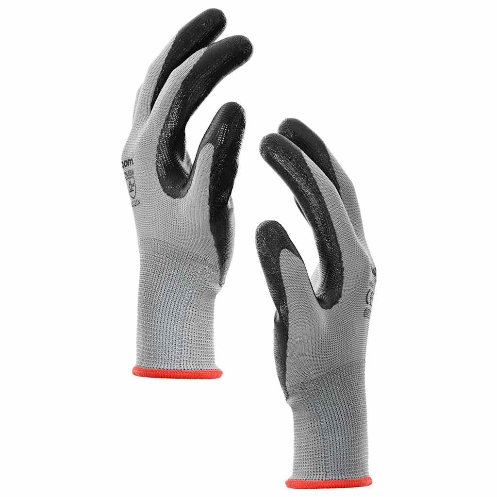 Rukavice za rad 24 pcs Siva i crna 7 / S Poliester