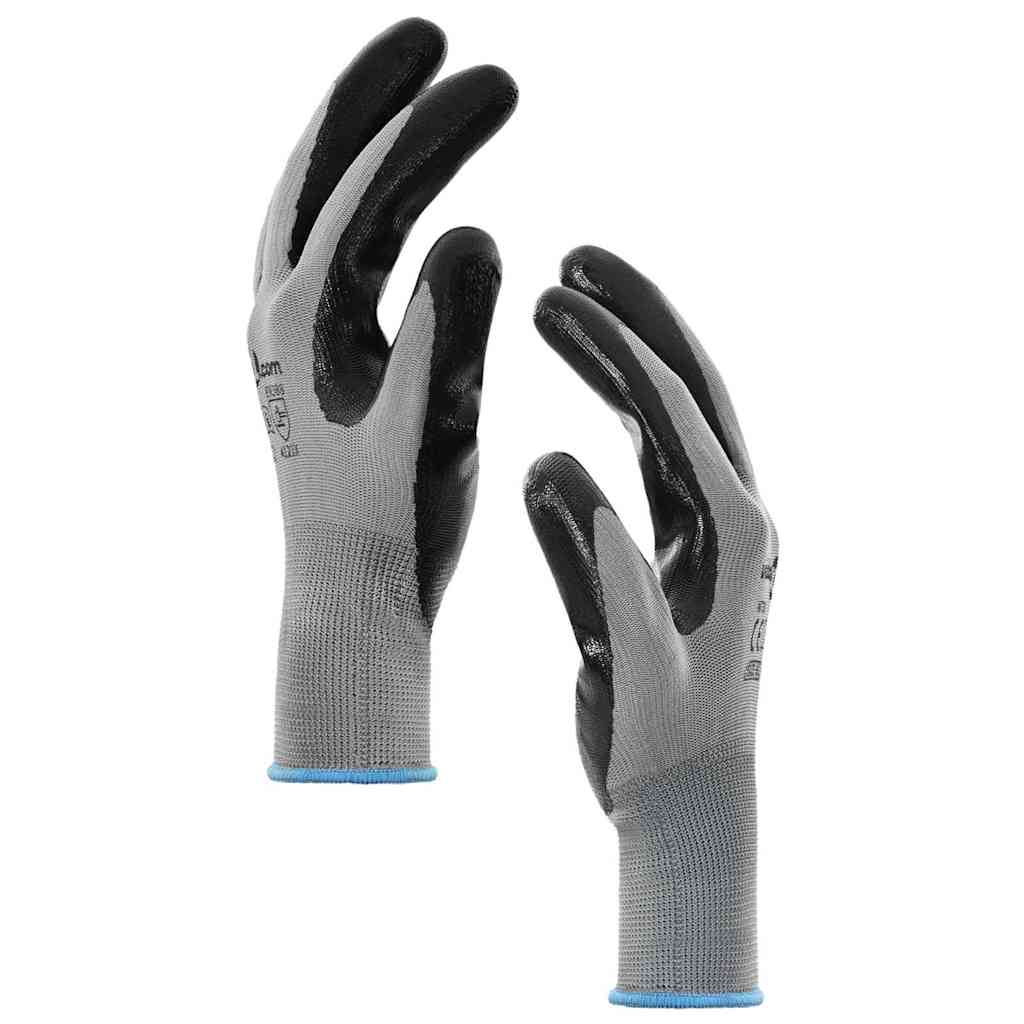 Rukavice za rad 12 pcs Siva i crna 9 / l Poliester