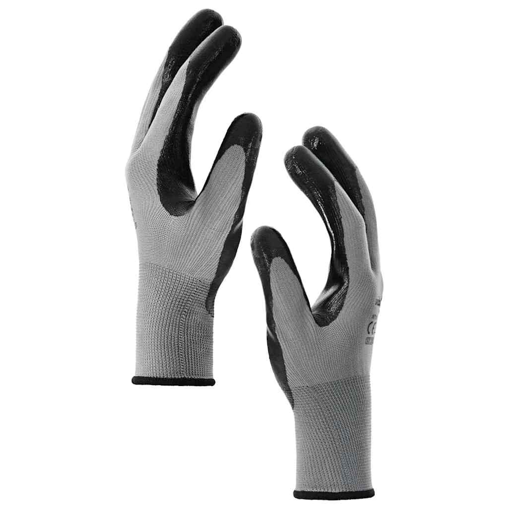 Rukavice za rad 24 pcs Siva i crna 10 / xl Poliester
