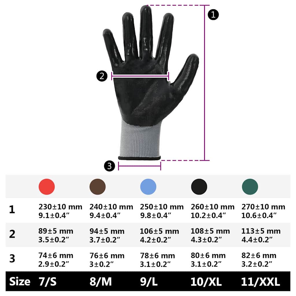 Rukavice za rad 24 pcs Siva i crna 10 / xl Poliester