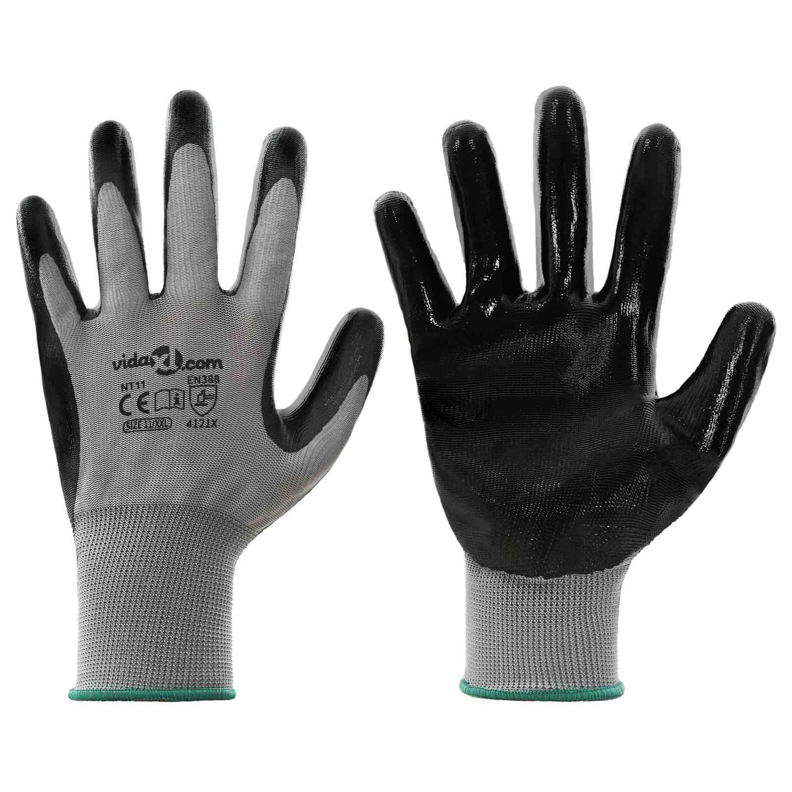Rukavice za rad 12 pcs Siva i crna 11 / XXL Poliester