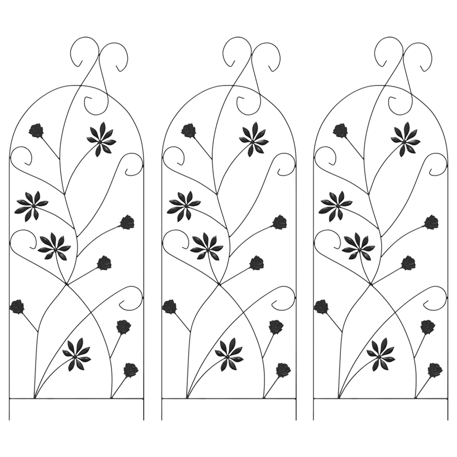Vrtna Ograda s zaključavanjem 3 pcs Crna 112 x 39,5 cm Čelik