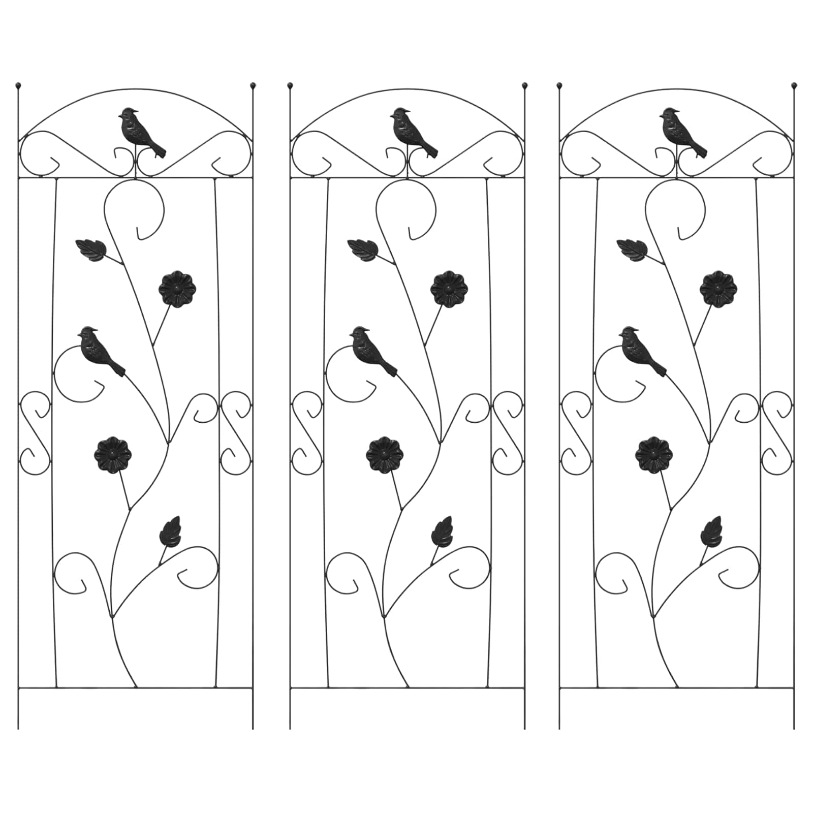Vrtna Ograda 3 pcs Crna 110 x 40 cm Čelik