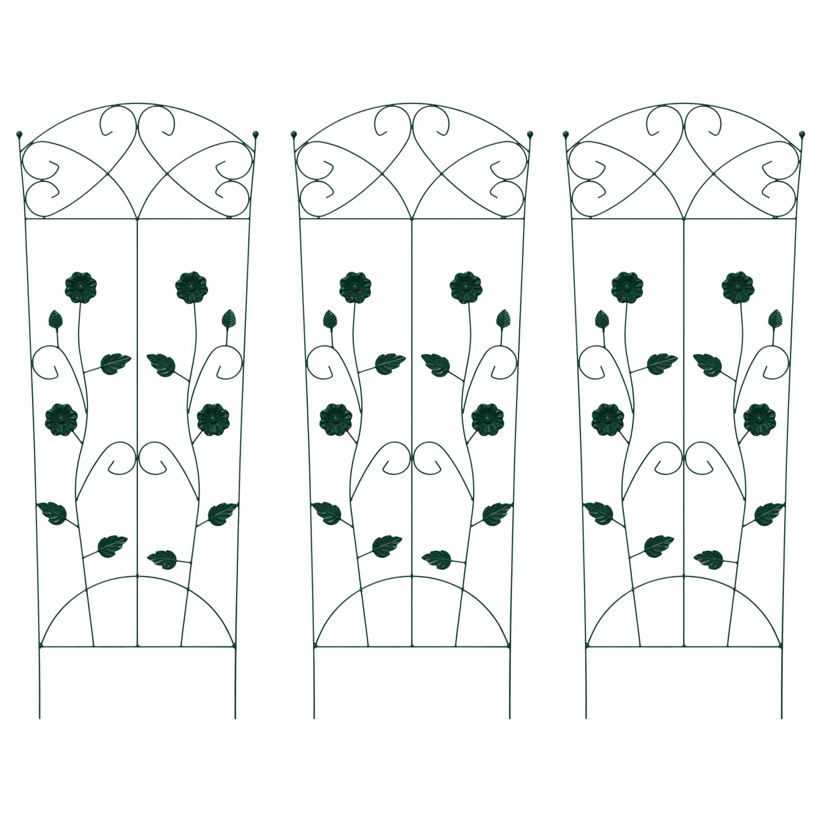 Vrtna Ograda 3 pcs Zelena 110,5 x 42,5 cm Čelik