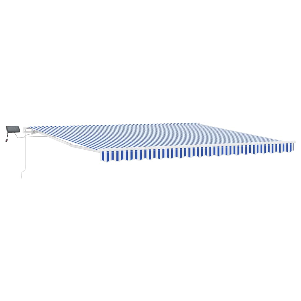 Skrovita tenda Plava i bijela 450 × 300 cm Poliester i aluminij