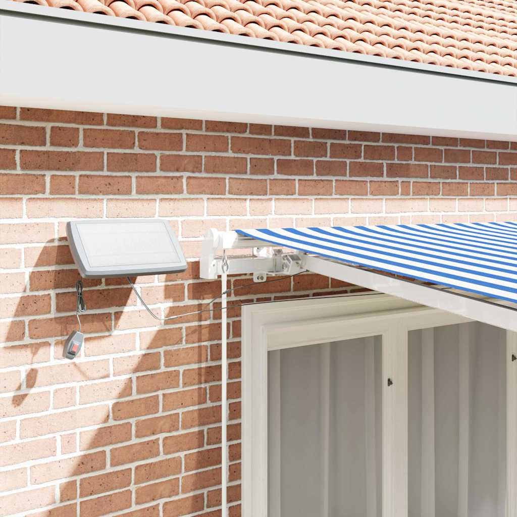 Skrovita tenda Plava i bijela 350 x 250 cm Poliester i aluminij
