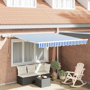 Skrovita tenda Plava i bijela 350 x 250 cm Poliester i aluminij