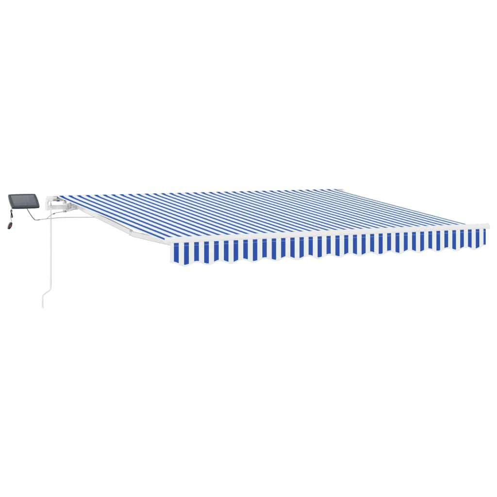Skrovita tenda Plava i bijela 350 x 250 cm Poliester i aluminij