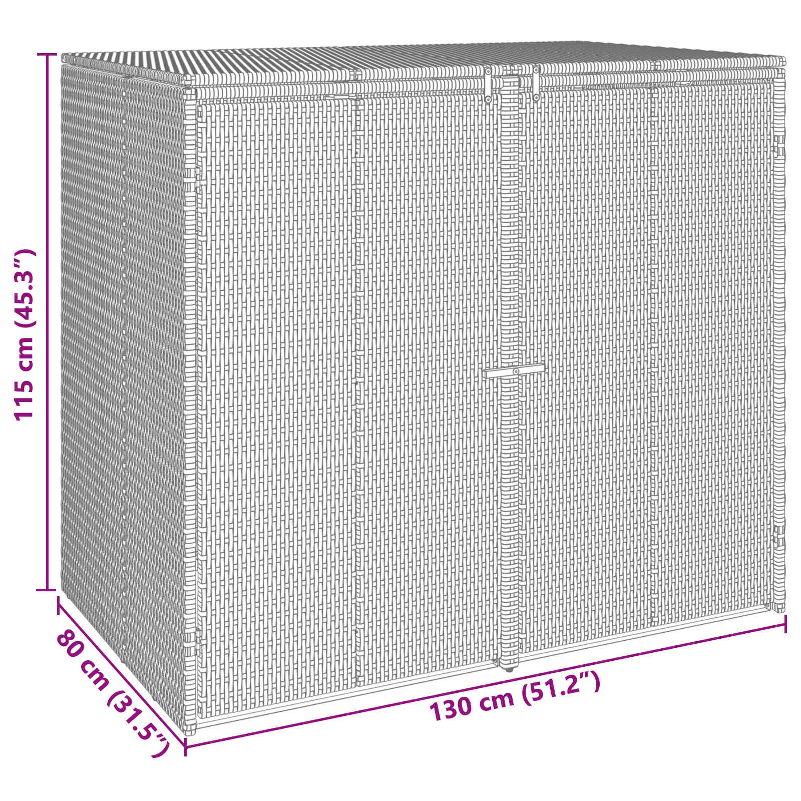 Kutija za smeće 2 pcs Crna 130 x 80 x 115 cm Polietilen