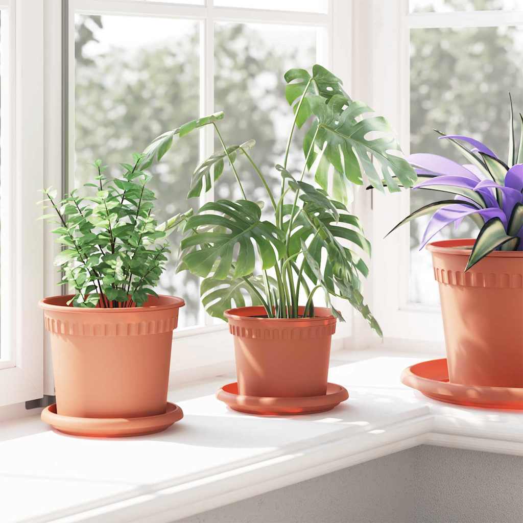 Saksije za biljke 6 pcs Crvena cigla Ø 12,5 x 10 cm Plastika