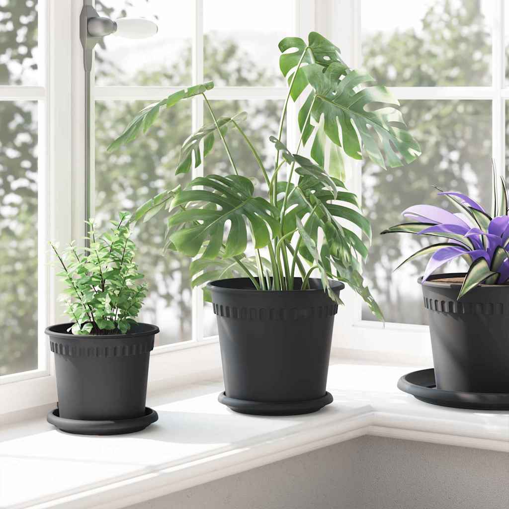 Saksije za biljke 24 pcs Crna Ø 19 x 16 cm Plastika