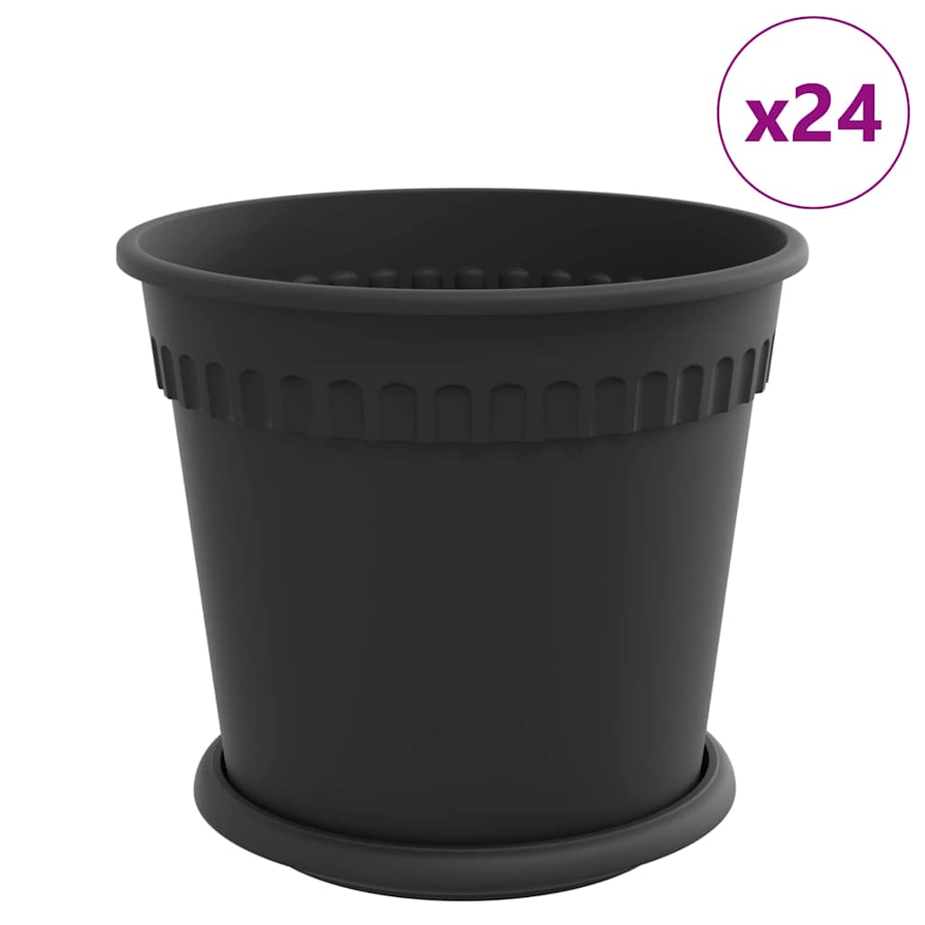 Saksije za biljke 24 pcs Crna Ø 19 x 16 cm Plastika