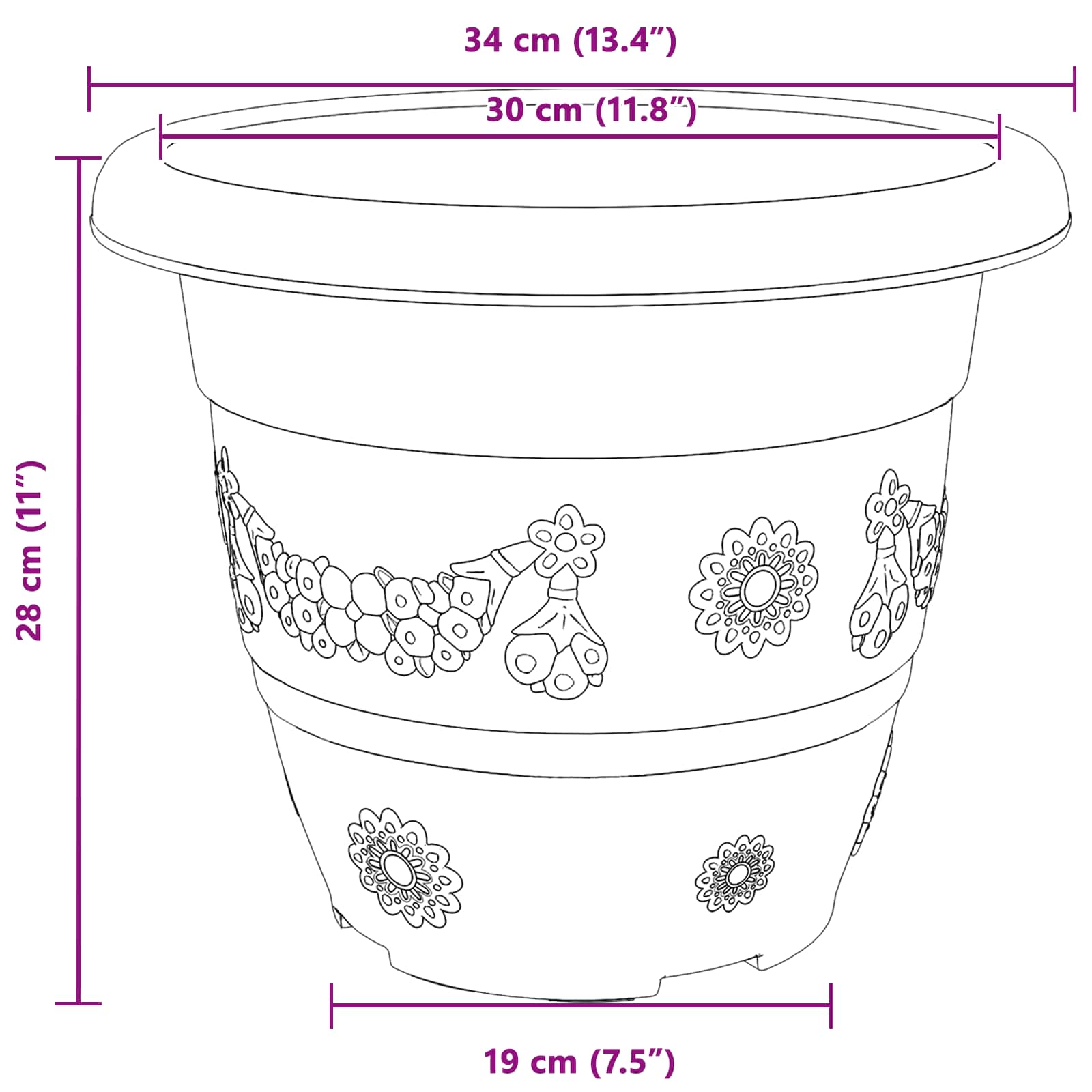 Saksije za biljke 6 pcs Crvena cigla Ø 34 x 28 cm Plastika