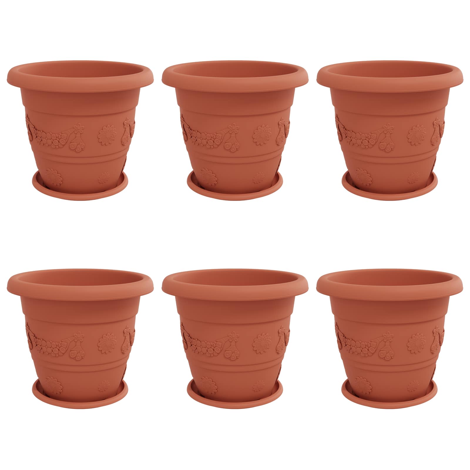 Saksije za biljke 6 pcs Crvena cigla Ø 39 x 32 cm Plastika