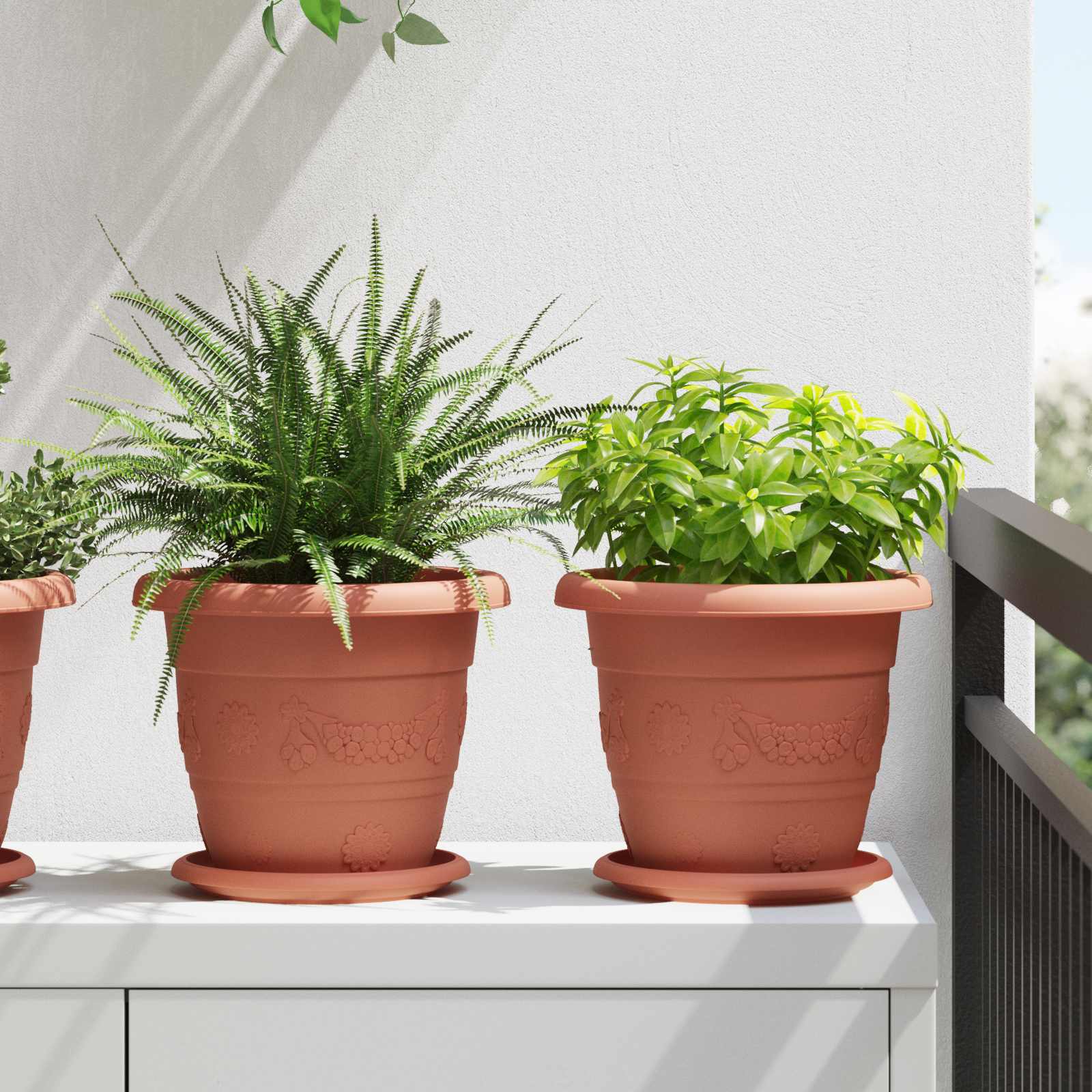 Saksije za biljke 24 pcs Crvena cigla Ø 22 x 18 cm Plastika