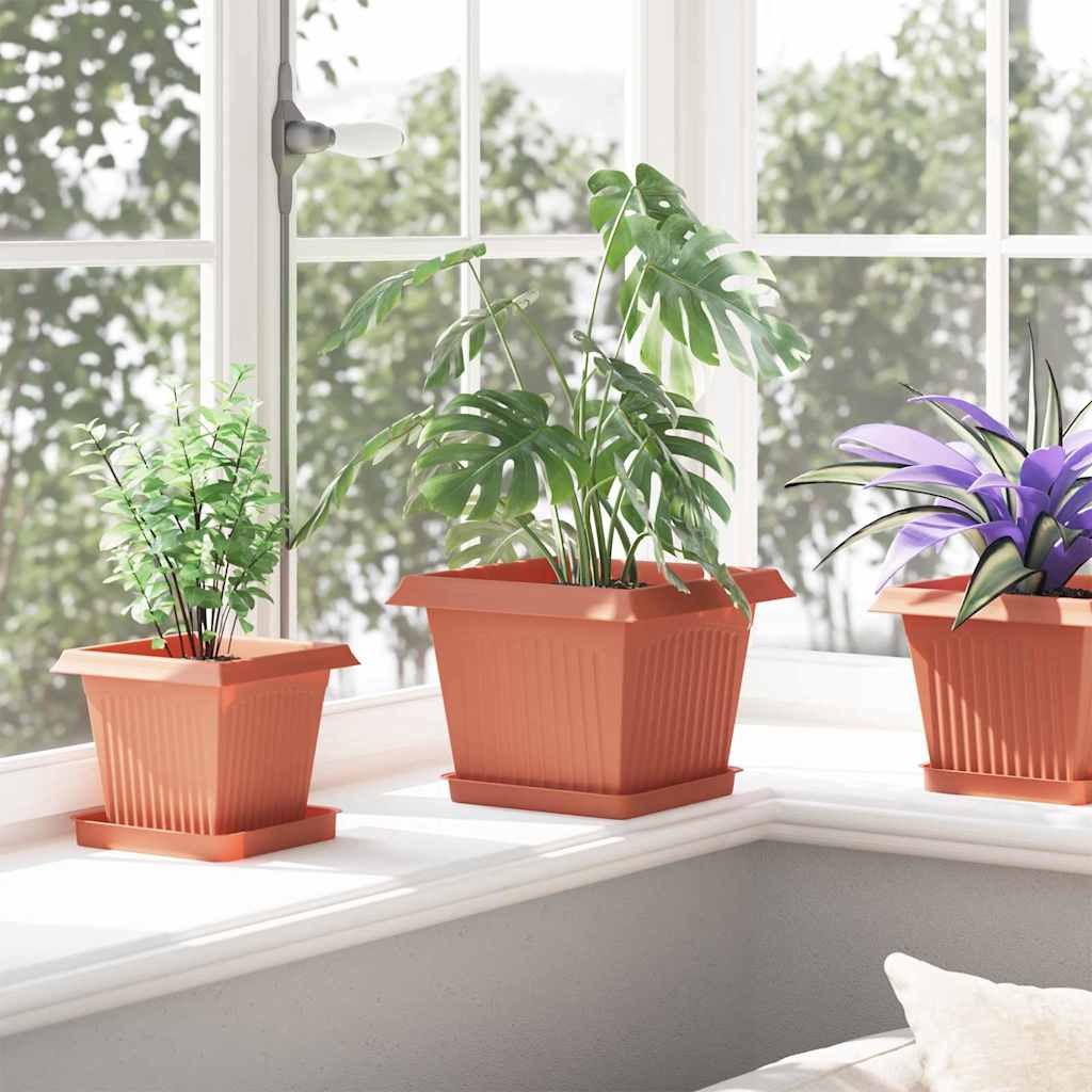 Saksije za biljke 6 pcs Crvena cigla 23 x 23 x 17,5 cm Plastika