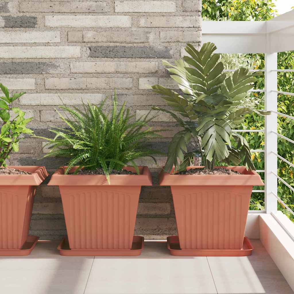 Saksije za biljke 6 pcs Crvena cigla 38 x 38 x 30 cm Plastika