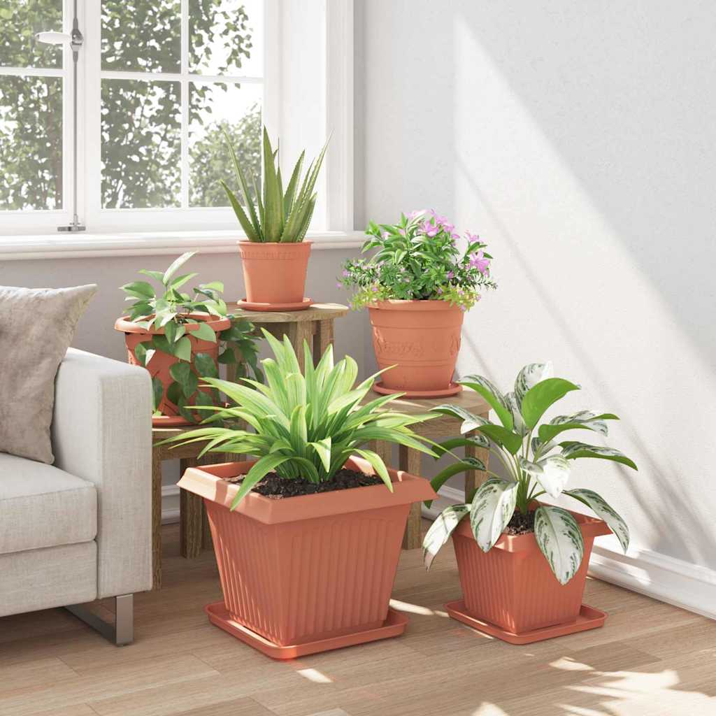 Saksije za biljke 6 pcs Crvena cigla 38 x 38 x 30 cm Plastika