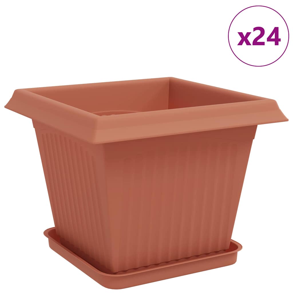 Saksije za biljke 24 pcs Crvena cigla 33 x 33 x 26 cm Plastika