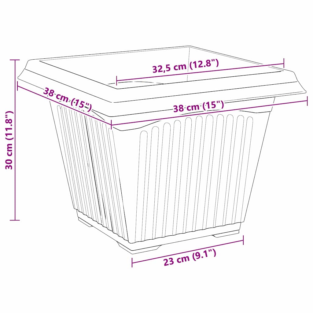 Saksije za biljke 24 pcs Crvena cigla 38 x 38 x 30 cm Plastika