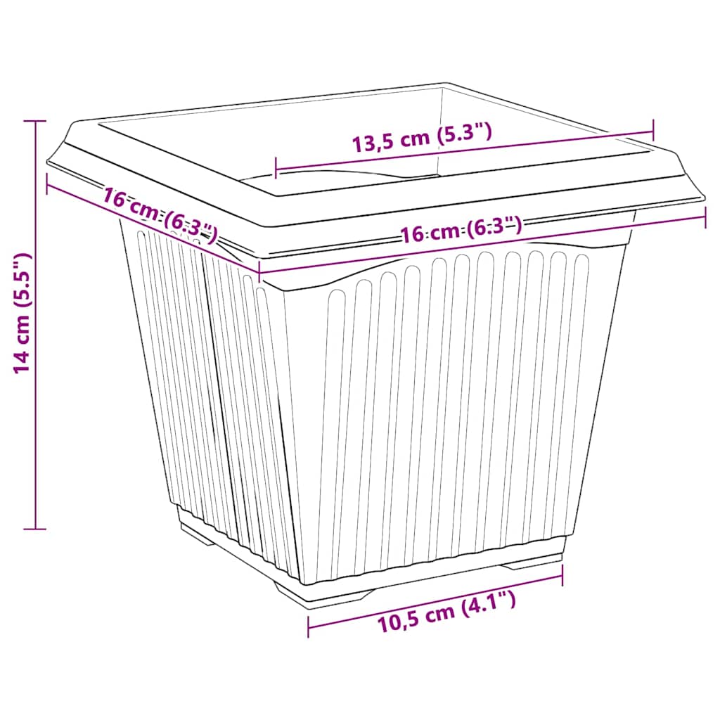 Saksije za biljke 24 pcs Crna 16 x 16 x 14 cm Plastika